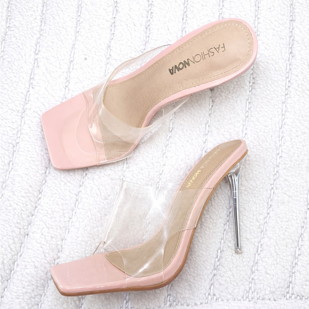 Fashion Nova Blush and Clear Heels